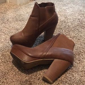 Brown slip on booties